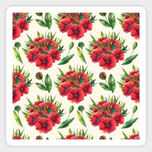 Botanical Floral Seamless pattern- bouquet of poppies Sticker